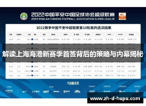 解读上海海港新赛季首签背后的策略与内幕揭秘