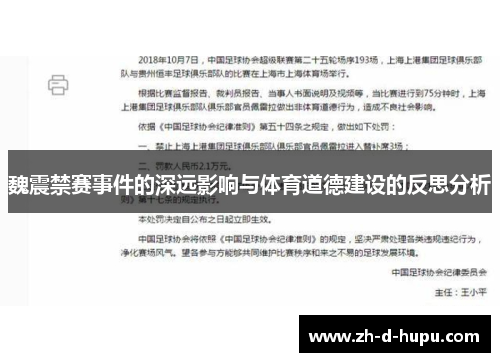 魏震禁赛事件的深远影响与体育道德建设的反思分析